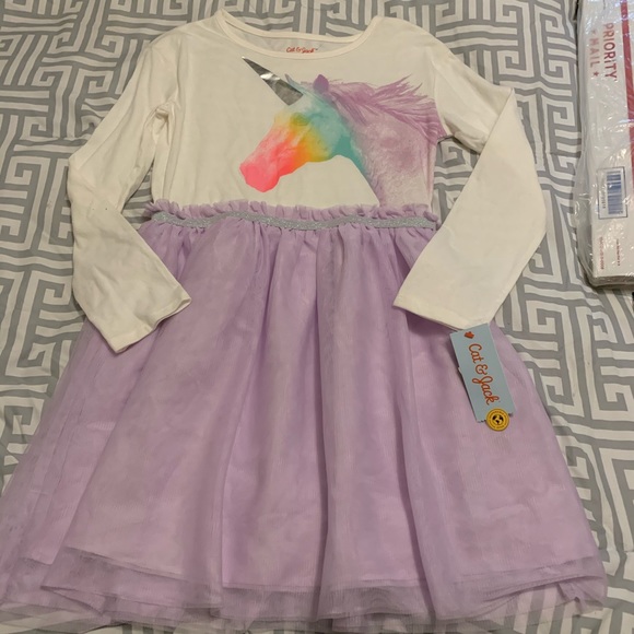 Cat & Jack Girls Size L 10 12 Large Unicorn Dress Tulle Long Sleeve Fall - Picture 8 of 14